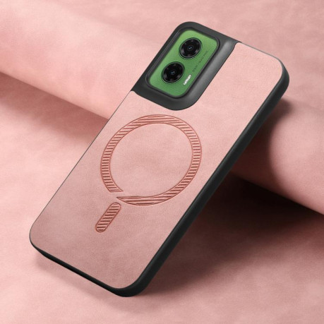 Чехол Retro MagSafe Magnetic PU на Motorola Moto G35 - розовый
