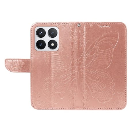 Чохол-книжка Swallowtail Butterfly Embossed Leather для Xiaomi 14T Pro - рожеве золото