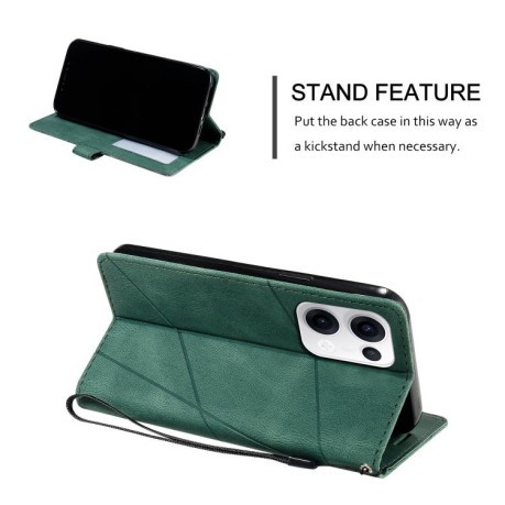 Чехол-книжка Skin Feel Splicing для OPPO Reno13 5G - зеленый
