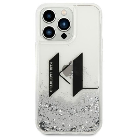 Оригінальний чохол Karl Lagerfeld Liquid Glitter Big KL для iPhone 14 Pro Max - silver