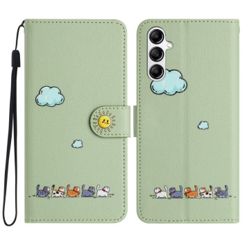 Чохол-книга Cartoon Cats Leather для Samsung Galaxy A25 5G - зелений