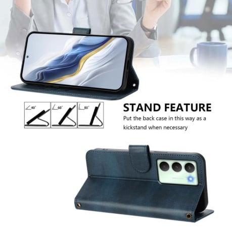 Чехол-книжка Line Splicing эко-кожа Ретро на Realme V70 5G / C75 5G - синий