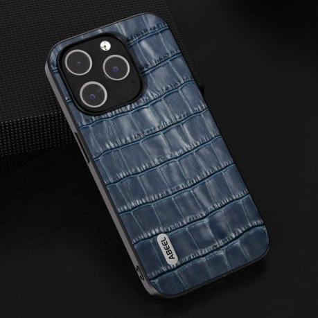 Чохол протиударний ABEEL Crocodile Texture Genuine Leather для iPhone 15 Pro Max - синій