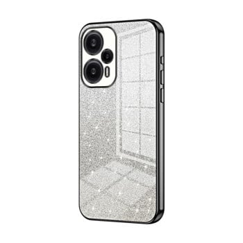 Ударозащитный чехол Gradient Glitter Powder Electroplated на Xiaomi Redmi Note 12 Turbo/Poco F5 - черный