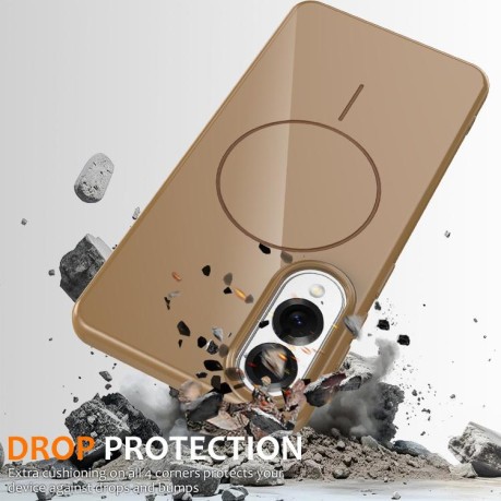 Протиударний чохол Glossy TPU Shockproof MagSafe для Samsung Galaxy S25 Edge 5G - золотий