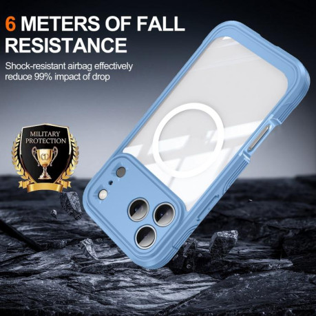 Двосторонній протиударний чохол Life Waterproof MagSafe Magnetic Rugged для iPhone 17 Pro Max - блакитний