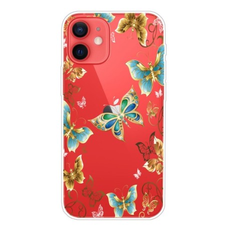 Чехол Painted Pattern для iPhone 14/13 - Golden Butterflies