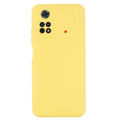 Силиконовый чехол Solid Color Liquid Silicone на Xiaomi Poco M4 Pro 4G - желтый
