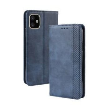 Кожаный чехол- книжка Magnetic Buckle Retro Crazy Horse Texture на iPhone 11 - синий