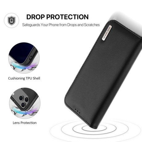 Кожаный чехол-книжка DUX DUCIS Hivo Series на iPhone 17 Pro - черный