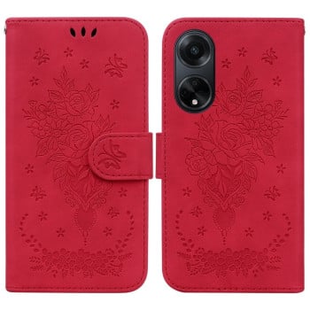 Чехол-книжка Butterfly Rose Embossed для OPPO A98 5G/A97 / F23 5G India - красный