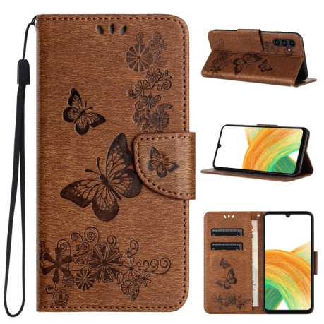 Чохол-книжка Embossed Butterfly для Samsung Galaxy A55 - коричневий