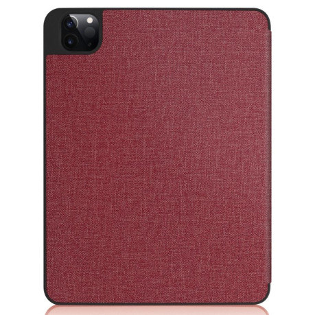 Протиударний чохол-книжка Fabric Denim на iPad Pro 12.9 inch 2020 -винно-червоний