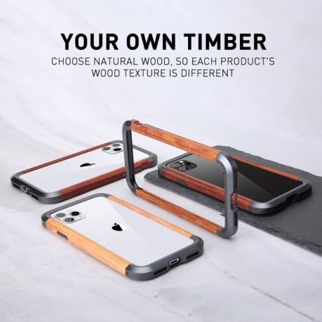 Протиударний бампер R-JUST Metal + Wood Frame на iPhone 11 Pro Max