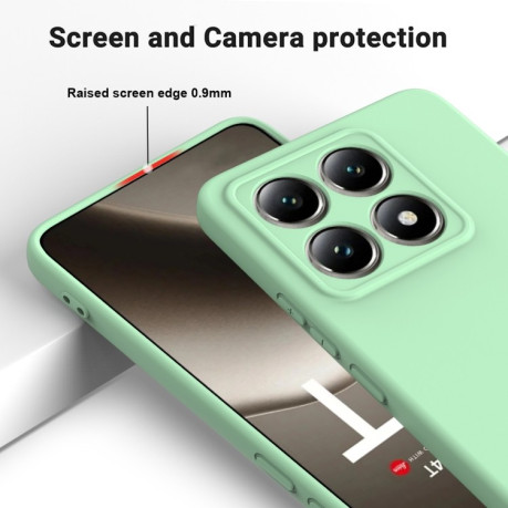 Силиконовый чехол Solid Color Liquid Silicone на Xiaomi 14T - зеленый