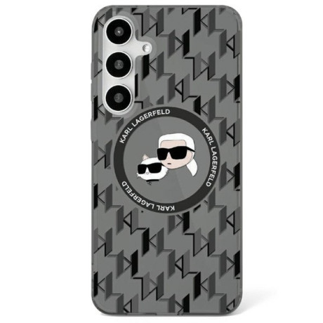 Оригінальний чохол Karl Lagerfeld Button Karl&amp;Choupette Heads On KL Pattern MagSafe для Samsung Galaxy S25 - black