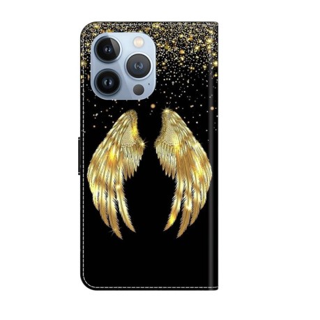 Чехол-книжка Crystal 3D Shockproof Protective Leather для iPhone 15 Pro Max - Golden Wings