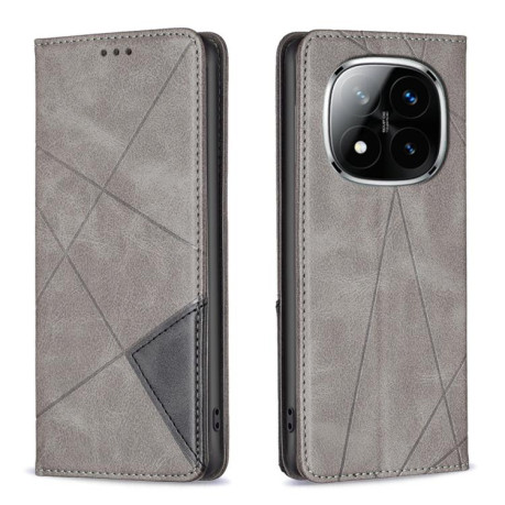 Чехол-книжка Rhombus Texture для Xiaomi Redmi Note 14 Pro 4G - серый