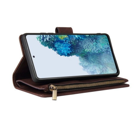 Чехол-книжка Zipper Wallet Bag на Samsung Galaxy S20 FE - кофейный