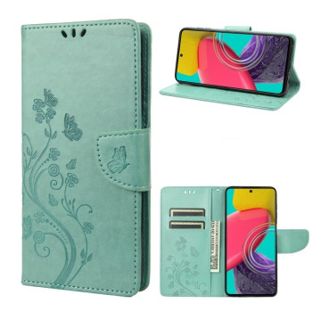 Чехол-книжка Butterfly Flower Pattern для Samsung Galaxy M53 5G - зеленый