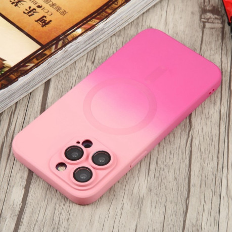Противоударный чехол Liquid Silicone Full (Magsafe) для iPhone 15 Pro - розово-красный