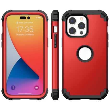 Противоударный Чехол Dropproof 3 in 1 Silicone sleeve для  iPhone 14 Pro - красный