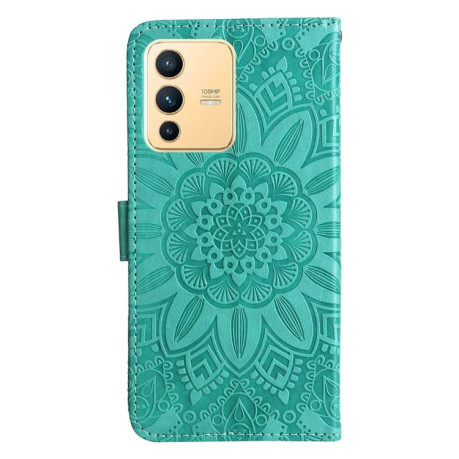 Чехол-книжка Embossed Sunflower для Vivo S12 / V23 5G - зеленый