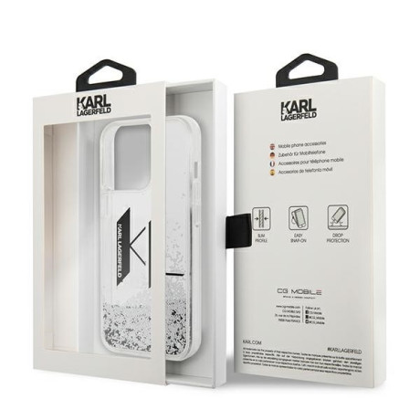 Оригінальний чохол Karl Lagerfeld Liquid Glitter Big KL для iPhone 14 Pro Max - silver