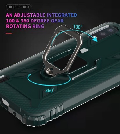 Противоударный чехол 360 Degree Rotating Ring Holder на Xiaomi Redmi 9A - зеленый