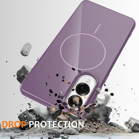 Протиударний чохол Glossy TPU Shockproof MagSafe для Samsung Galaxy S25 Edge 5G - фіолетовий