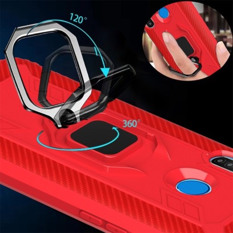 Протиударний чохол 360 Degree Rotating Ring Holder на Realme C3/Realme 5/6i/5i - червоний