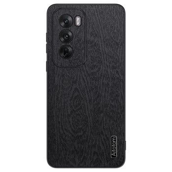 Чехол Tree Bark Leather Shockproof для OPPO Reno 12 Pro Global - черный
