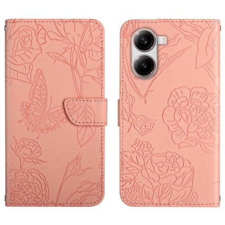 Чохол-книжка Embossed Butterfly для Xiaomi Poco X7 Pro - рожевий