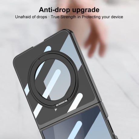 Чехол GKK Integrated металлизированная рамка Electroplating с магнитной 360 подставкой на Samsung Galaxy Flip 7 5G - серебристый