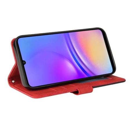 Чохол-книжка Dual-color Splicing Flip Leather на Samsung Galaxy A07 5G - червоний