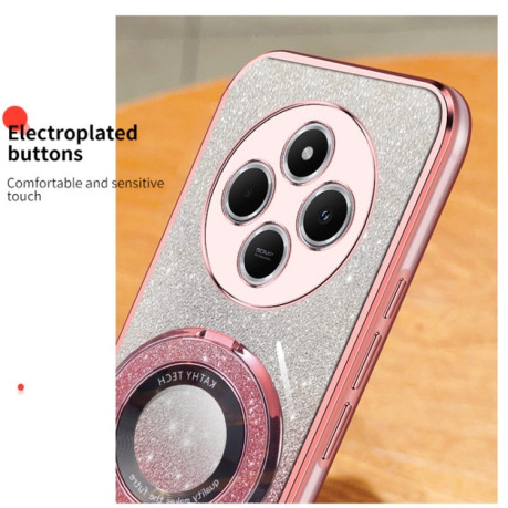 Протиударний чохол Plated Gradient Glitter Round Holder для Xiaomi Redmi 14C 4G/Poco C75/Redmi A4 5G - рожевий