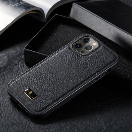 Противоударный чехол Fierre Shann Leather для iPhone 12 Pro Max - Cowhide Black