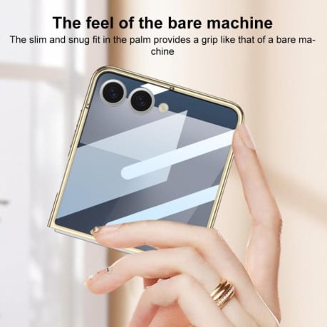 Чехол GKK Integrated металлизированная рамка Electroplating с магнитной 360 подставкой на Samsung Galaxy Flip 7 5G - прозрачный