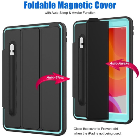 Противоударный чехол Magnetic Horizontal Flip  с держателем для стилуса на iPad 9/8/7 10.2 (2019/2020/2021) - голубой