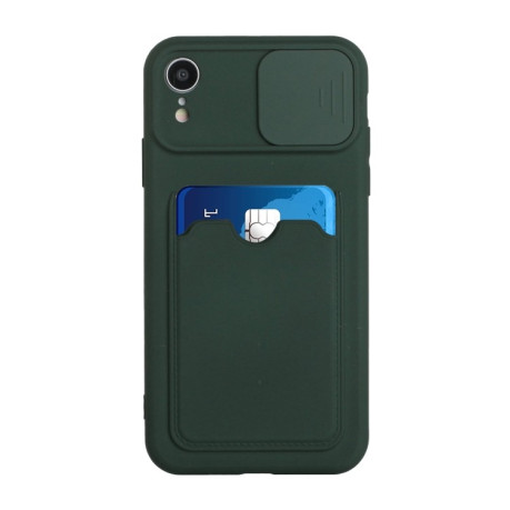 Чохол протиударний Sliding Camera with Card Slot для iPhone XR - темно-зелений