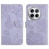 Чохол-книжка Butterfly Peony Embossed для OnePlus 12 5G - фіолетовий