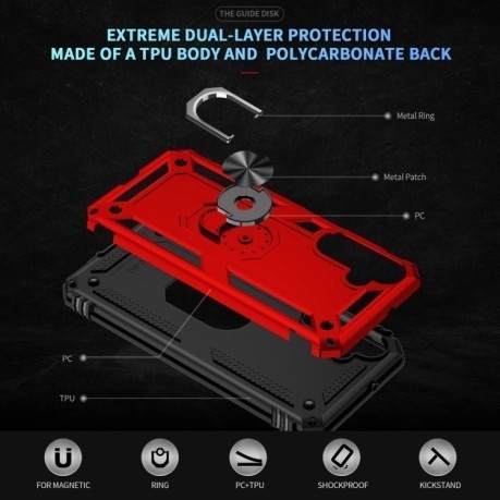 Протиударний чохол HMC 360 Degree Rotating Holder для Samsung Galaxy A16 5G - червоний