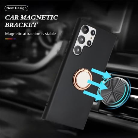 Противоударный чехол Matte with Ring Holder для Samsung Galaxy S25 Ultra 5G - розовое золото