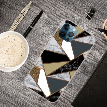 Противоударный чехол Marble Pattern для iPhone 13 Pro Max - Rhombus Golden Yellow