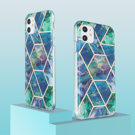Чохол протиударний 3D Electroplating Marble для iPhone 11 - темно-зелений