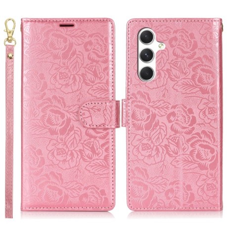 Чехол-книжка Peony Flowers Imprint Leather на Samsung Galaxy A36 - розовый
