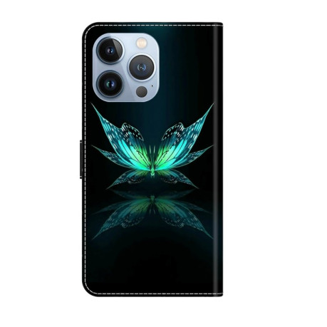 Чехол-книжка Crystal 3D Shockproof Protective Leather для iPhone 15 Pro Max-Reflection Dutterfly