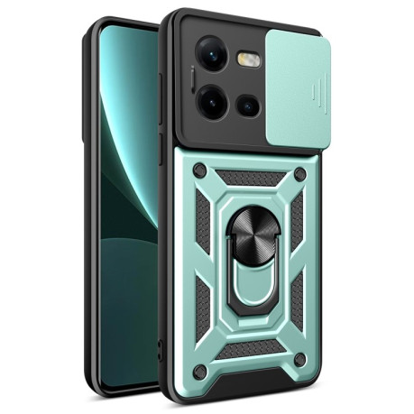 Противоударный чехол Sliding Camshield для Vivo V25 5G/V25e 4G/X80 Lite 5G - зеленый