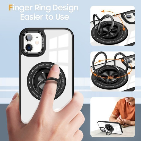 Ударозащитный чехол Magnetic Rotating Ring Holder на iPhone 16 Plus - черный