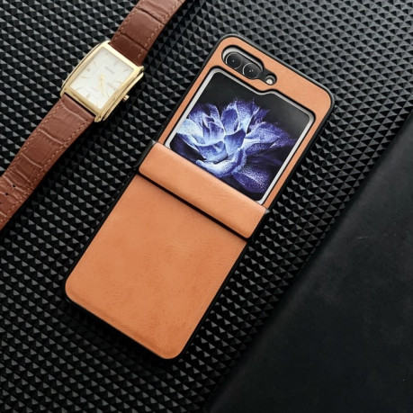 Протиударний чохол Crazy Horse Texture Hinge для Samsung Galaxy Flip 5 - помаранчевий